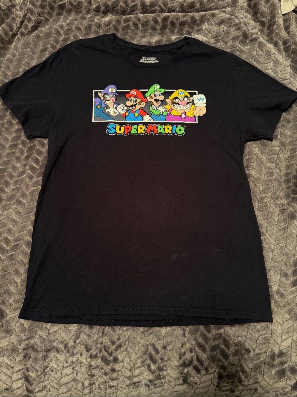 Retro 100% Cotton Nintendo Super Mario black cotton t-shirt Size Large